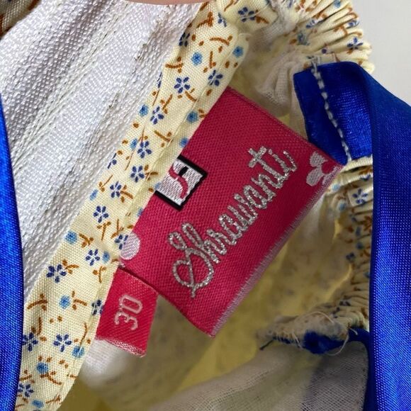 Shrawanti Girl’s Yellow & Blue Floral Long Dress - Picture 4 of 6